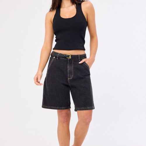 Perfect Stranger Longline Denim Short Washed Grey