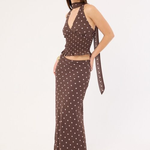 Perfect Stranger Polka Wish Maxi Skirt Brown