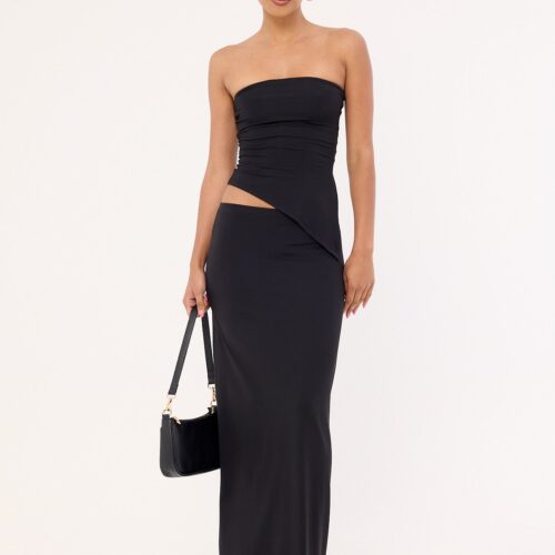 L&t Jersey Mid Rise Maxi Skirt Black