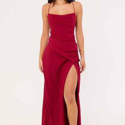 Perfect Stranger Saskia Chiffon Maxi Dress Raspberry