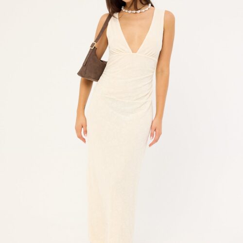 Motel Gerda Maxi Dress Floral Flock Cream