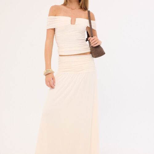 Luck & Trouble Millie Mesh Maxi Skirt Off White