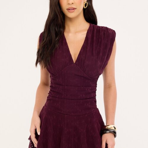 Perfect Stranger Ardena Frill Mini Dress Plum