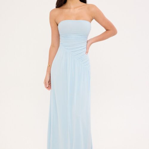 Luck & Trouble Benny Mesh Strapless Maxi Dress Blue