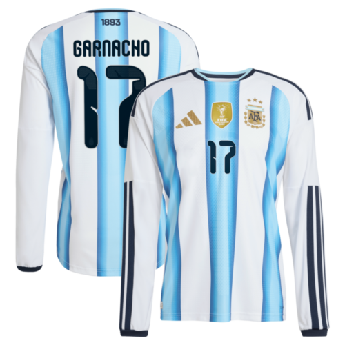Argentina adidas Home Authentic Shirt 2026 – Long sleeve with Garnacho 17 printing