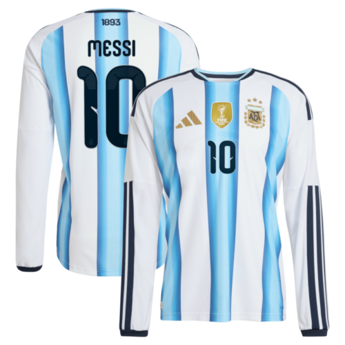 Argentina adidas Home Authentic Shirt 2026 – Long sleeve with Messi 10 printing