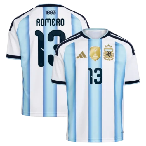 Argentina adidas Home Shirt 2026 – Kids with Romero 13 printing
