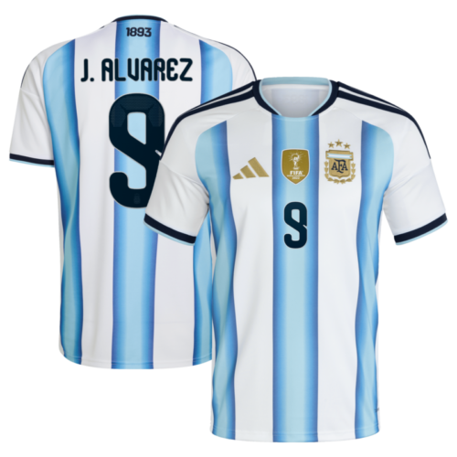 Argentina adidas Home Shirt 2026 with J. Alvarez  9 printing