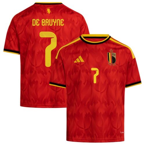 Belgium adidas Home Shirt 2026 – Kids with De Bruyne 7 printing