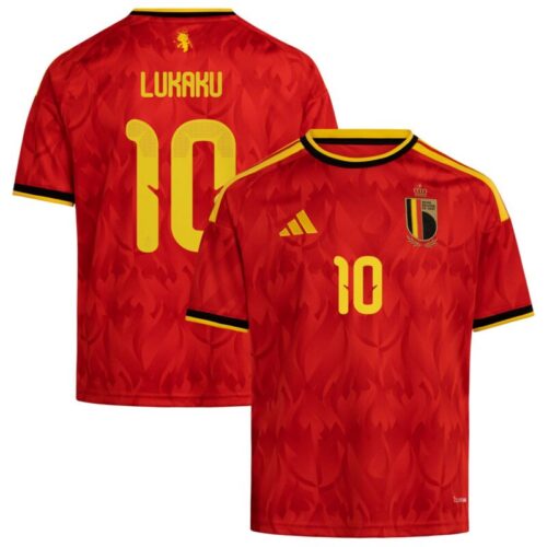 Belgium adidas Home Shirt 2026 – Kids with Lukaku 10 printing