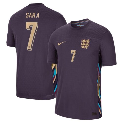 England Nike Dri Fit Adv Away Match Shirt 2024 – Kids with Saka 7 printing
