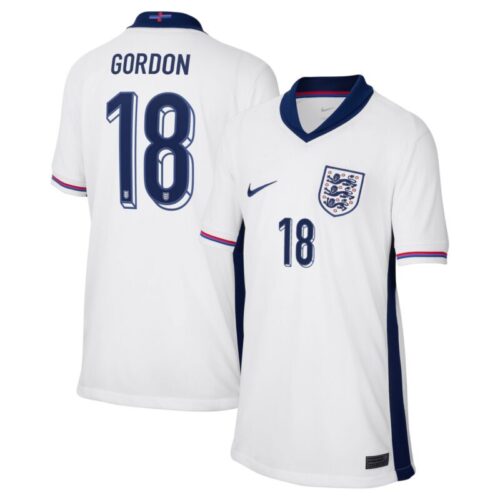 England Nike Home Stadium Shirt 2024 – Kids with Gordon 18 printing